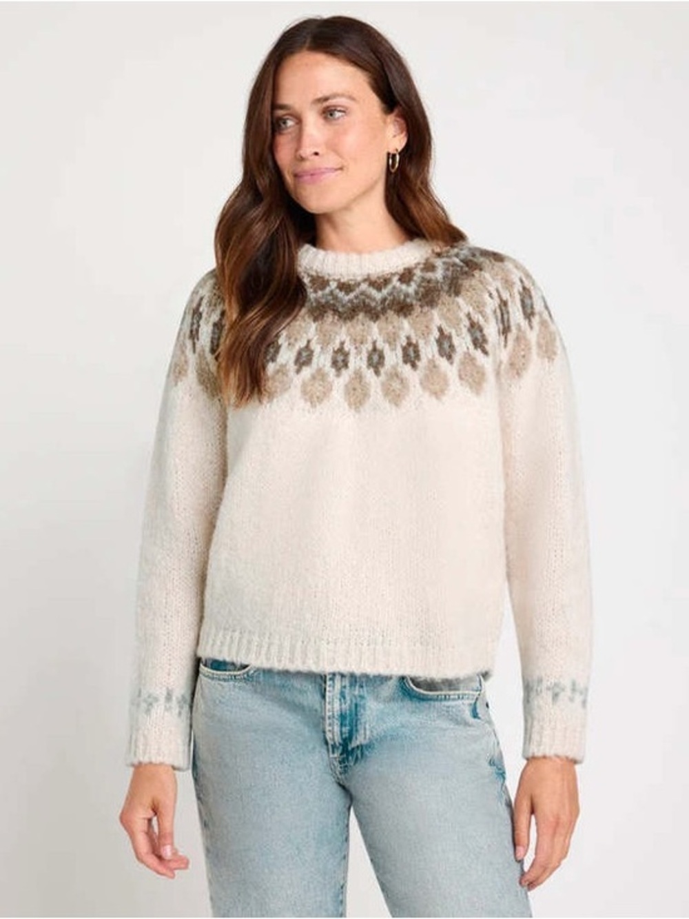 Splendid Noelle Fair Isle Alpaca Blend Sweater Snowy Mountain XL Cozy